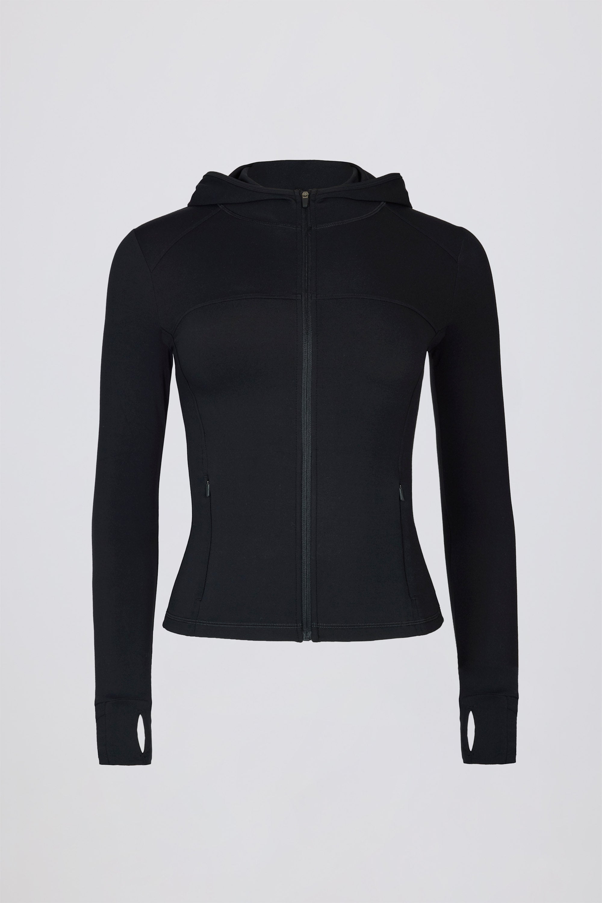 Soft Active Hooded Mid-Layer Jacket in Black
