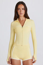 Soft Active Contrast Zip-Up Jacket in Lemon