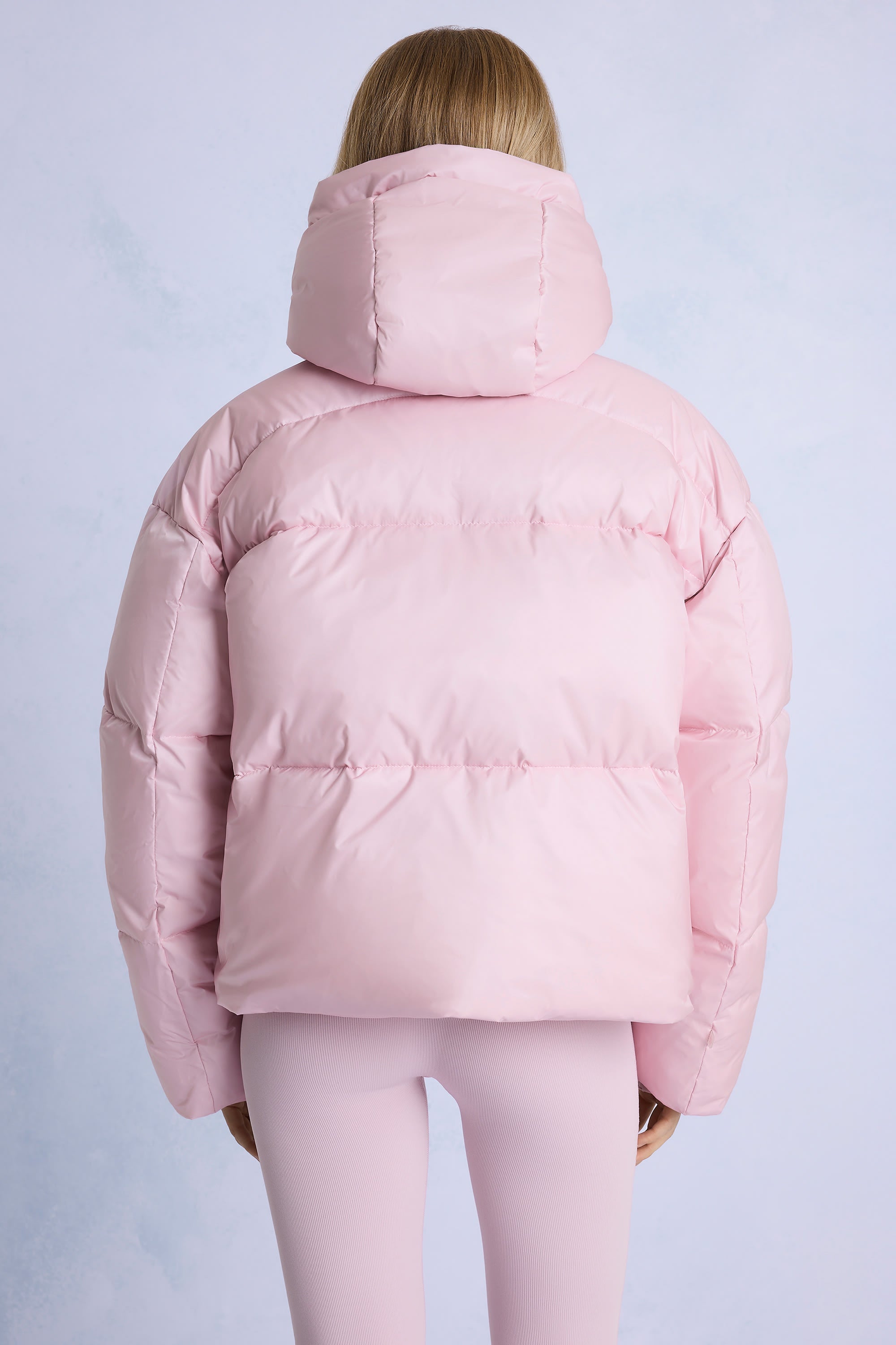 Waterproof Cropped Oversized Ski Jacket in Powder Pink