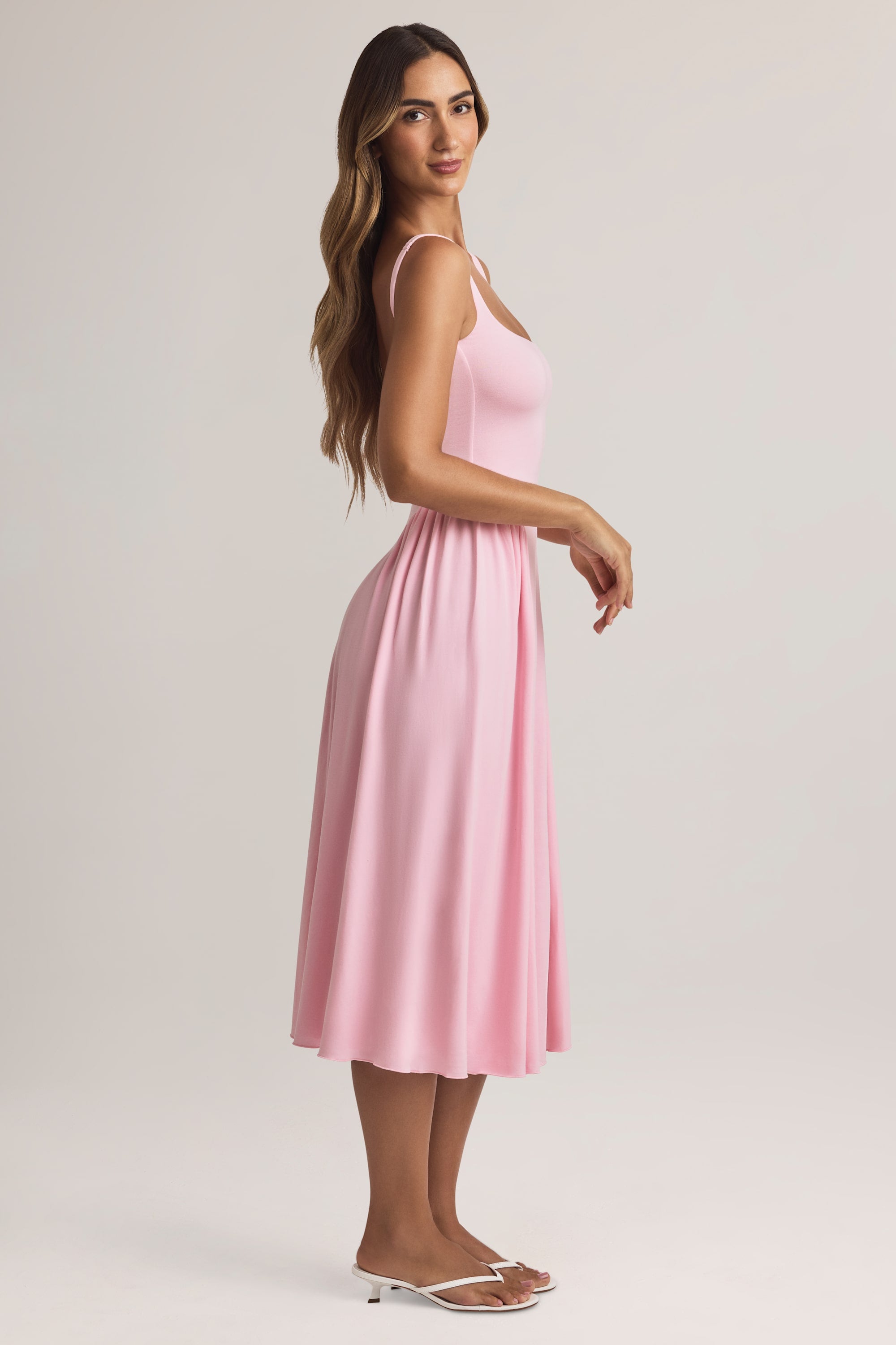 Modal A-Line Midaxi Dress in Pastel Pink