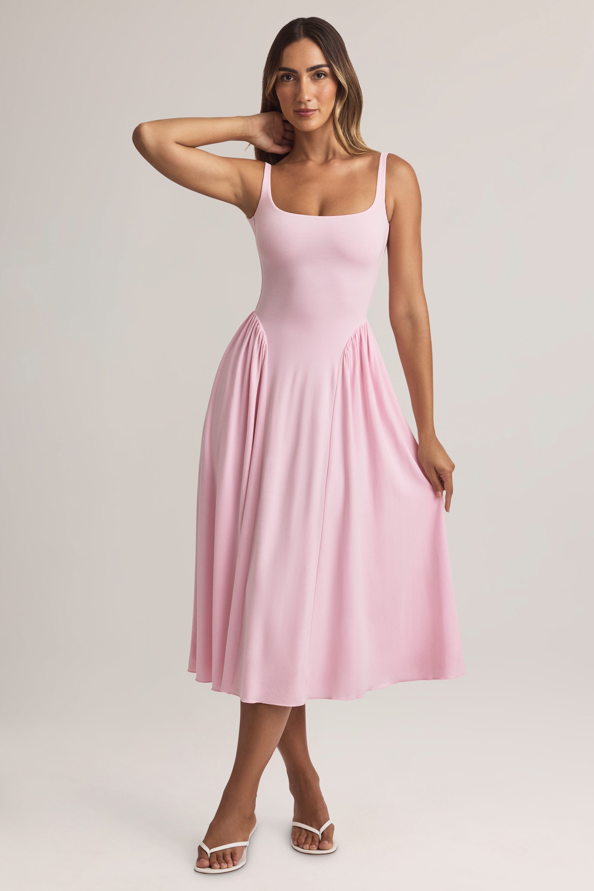 Modal A-Line Midaxi Dress in Pastel Pink