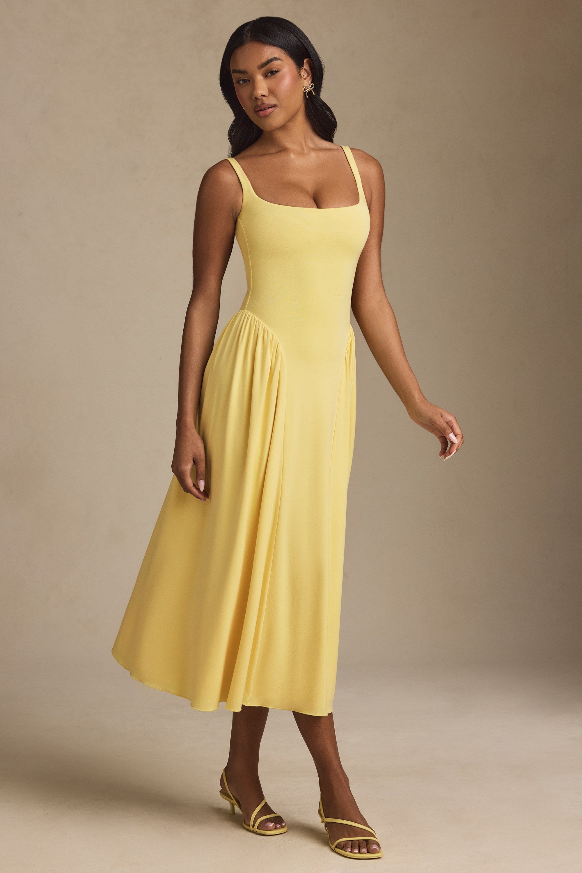 Modal A-Line Midaxi Dress in Pastel Yellow