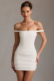 Off-Shoulder Corset Mini Dress in White