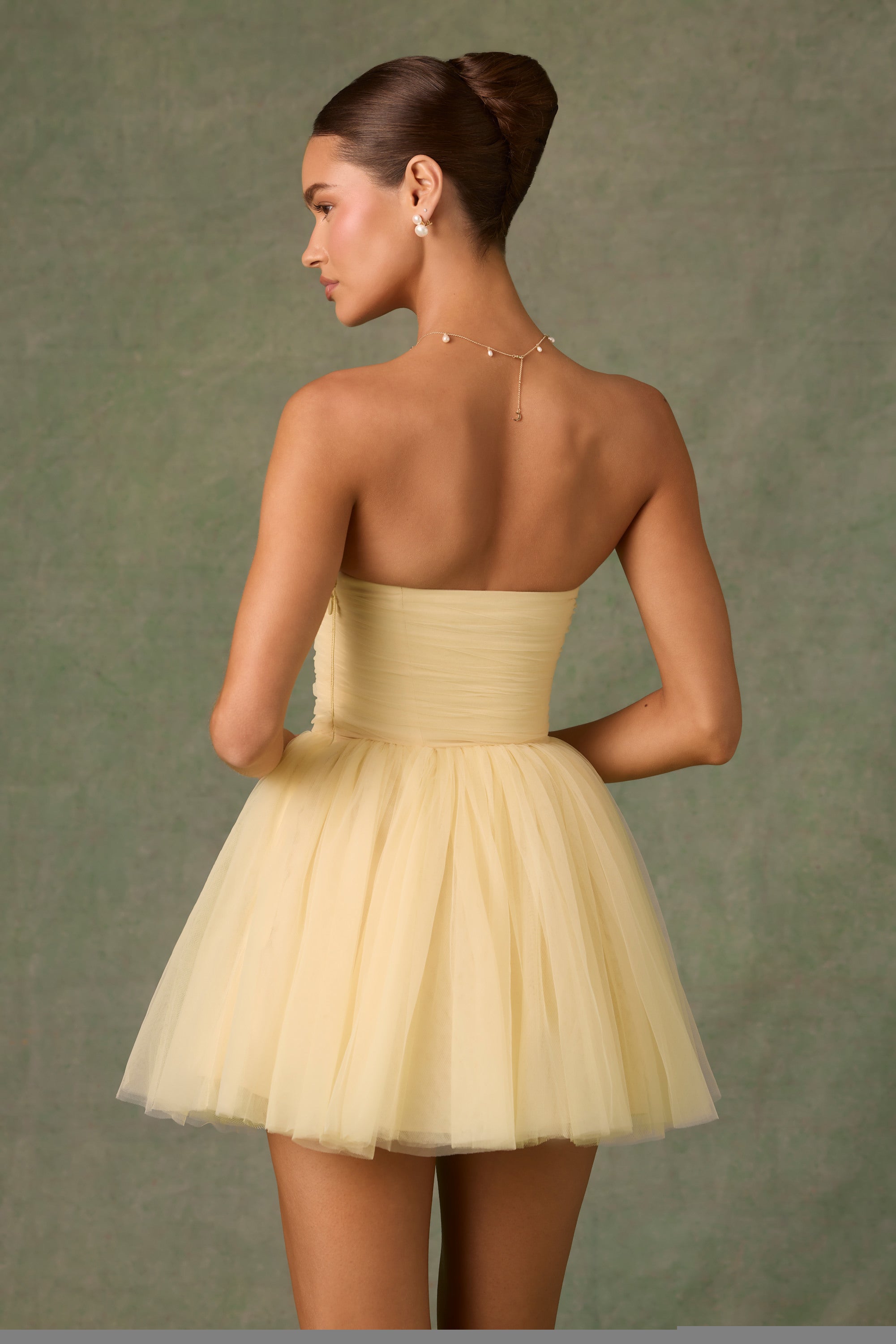Tulle Corset Mini Dress in Yellow