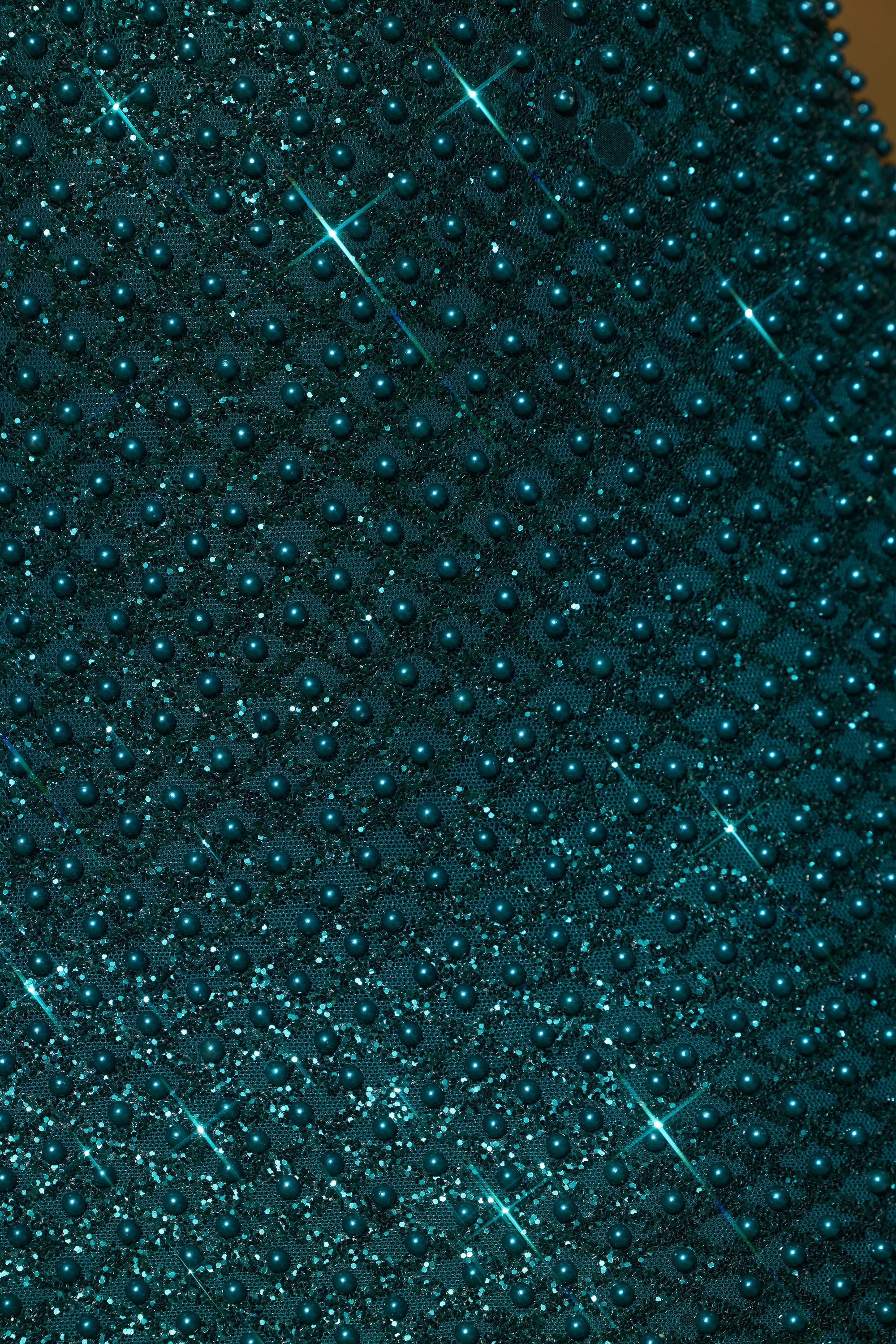 Embellished Sweetheart-Neck Midi Dress in Teal Green