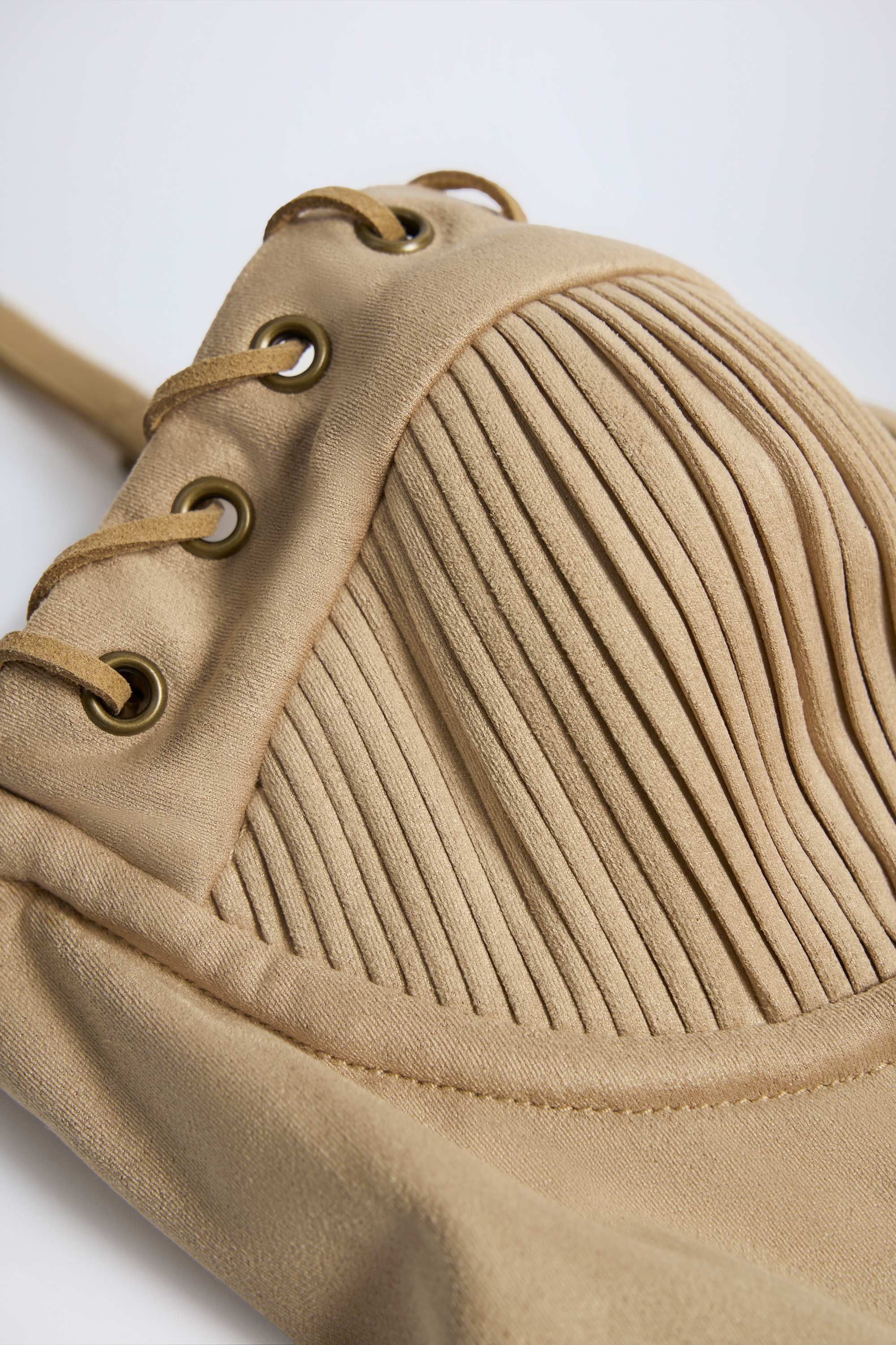 Lace-Up Tiered Corset Mini Dress in Tan