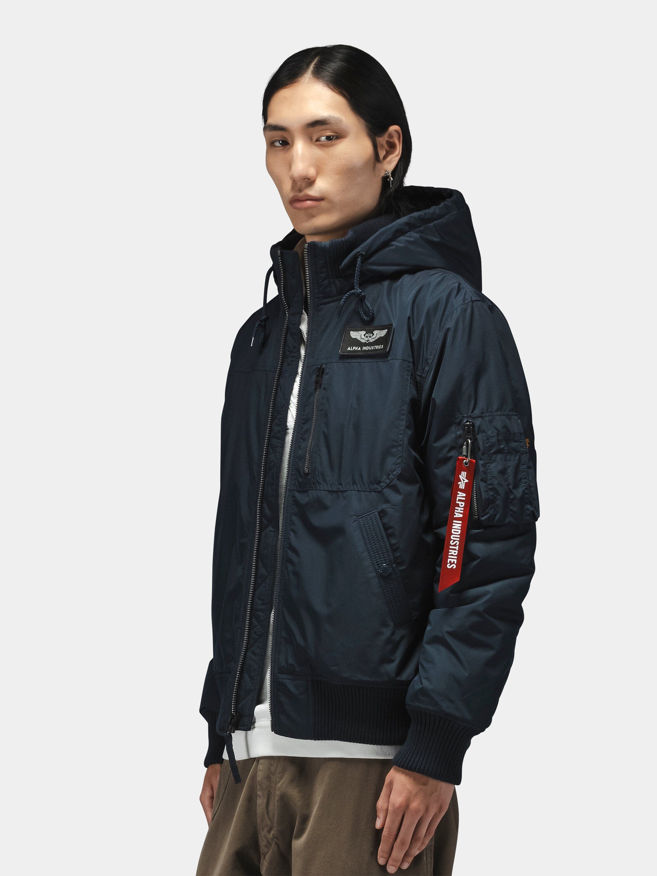HOODED RIB FLIGHT JACKET