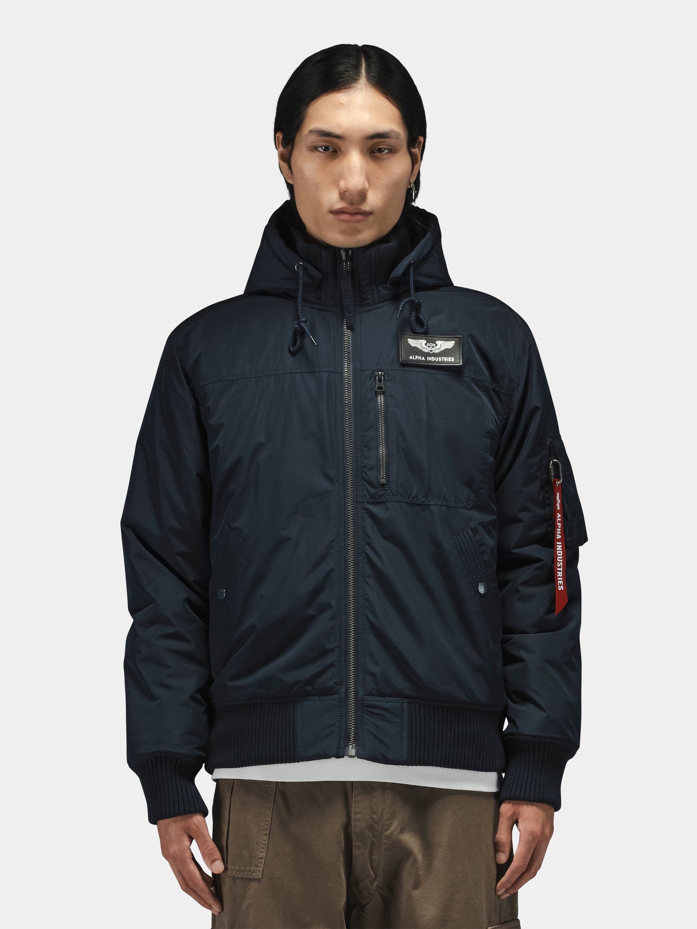 HOODED RIB FLIGHT JACKET