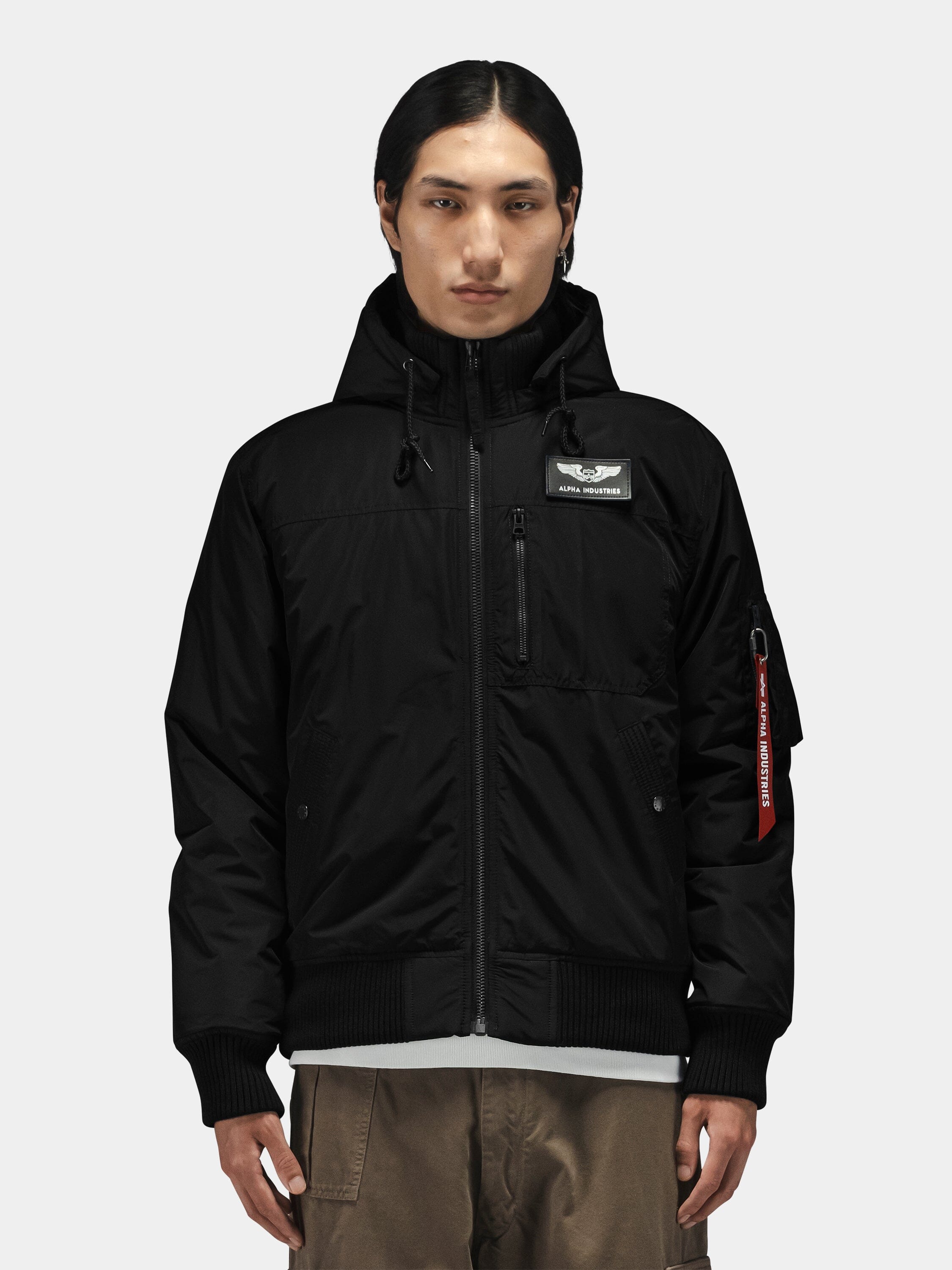 HOODED RIB FLIGHT JACKET