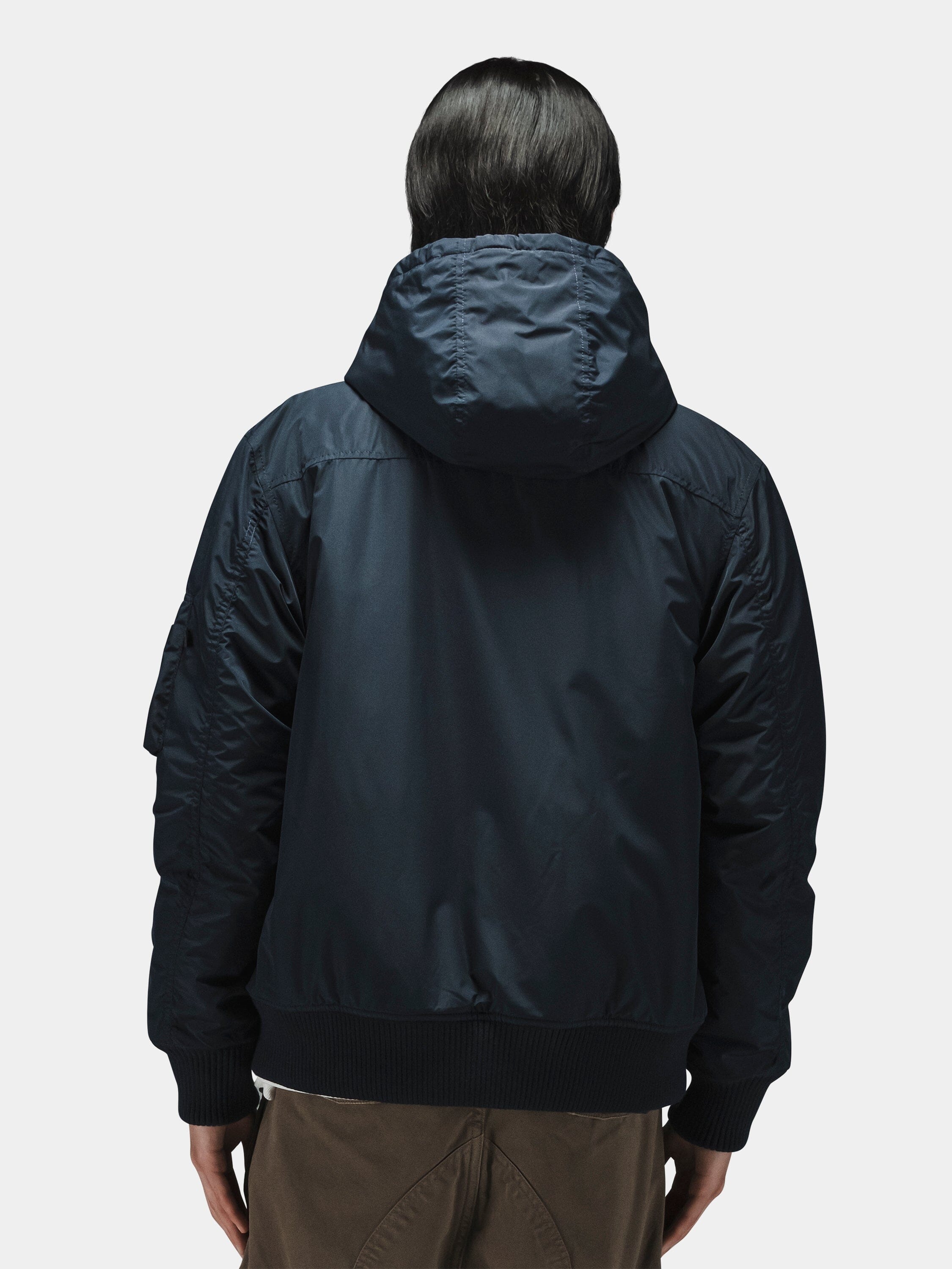 HOODED RIB FLIGHT JACKET
