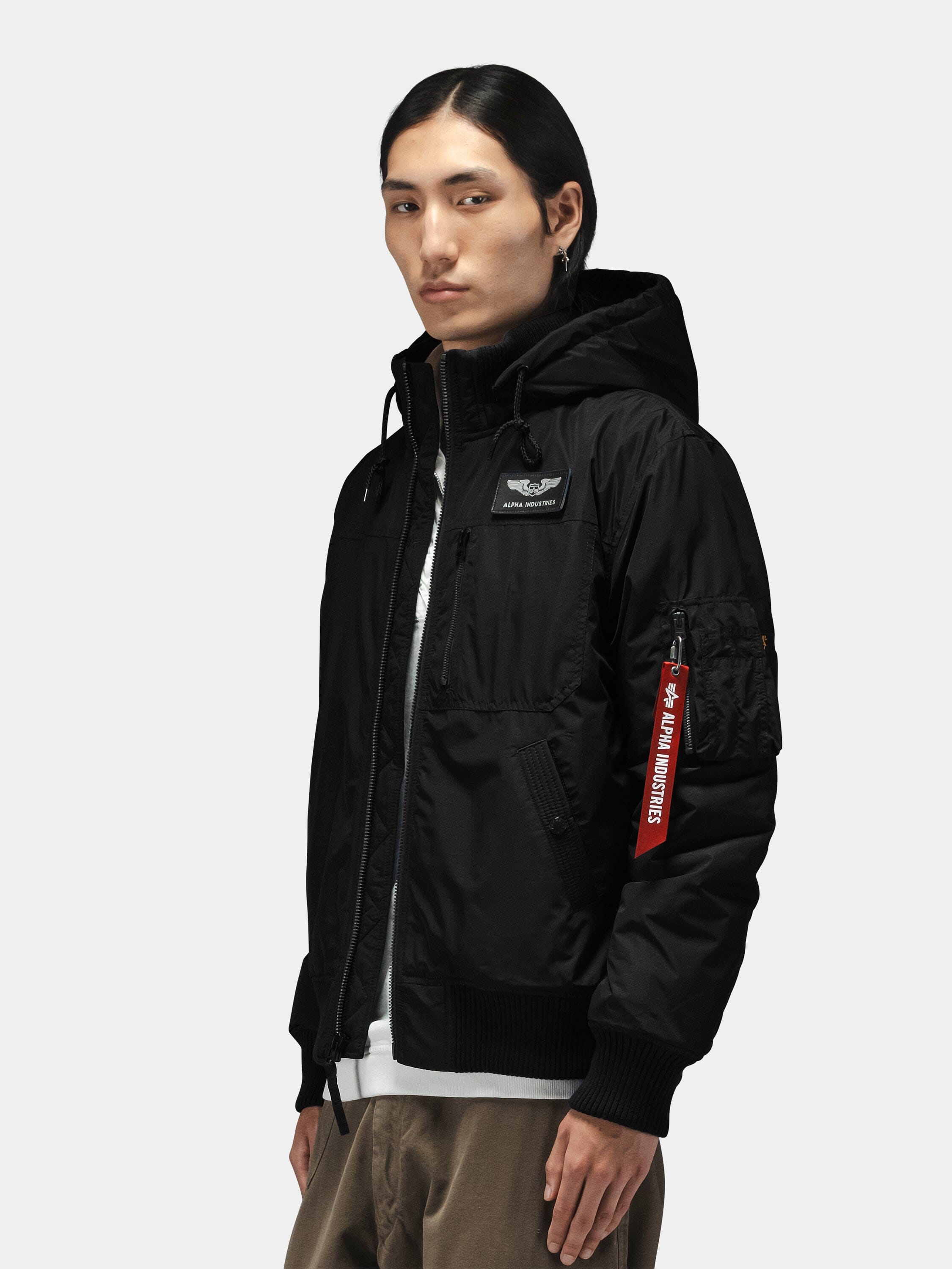 HOODED RIB FLIGHT JACKET