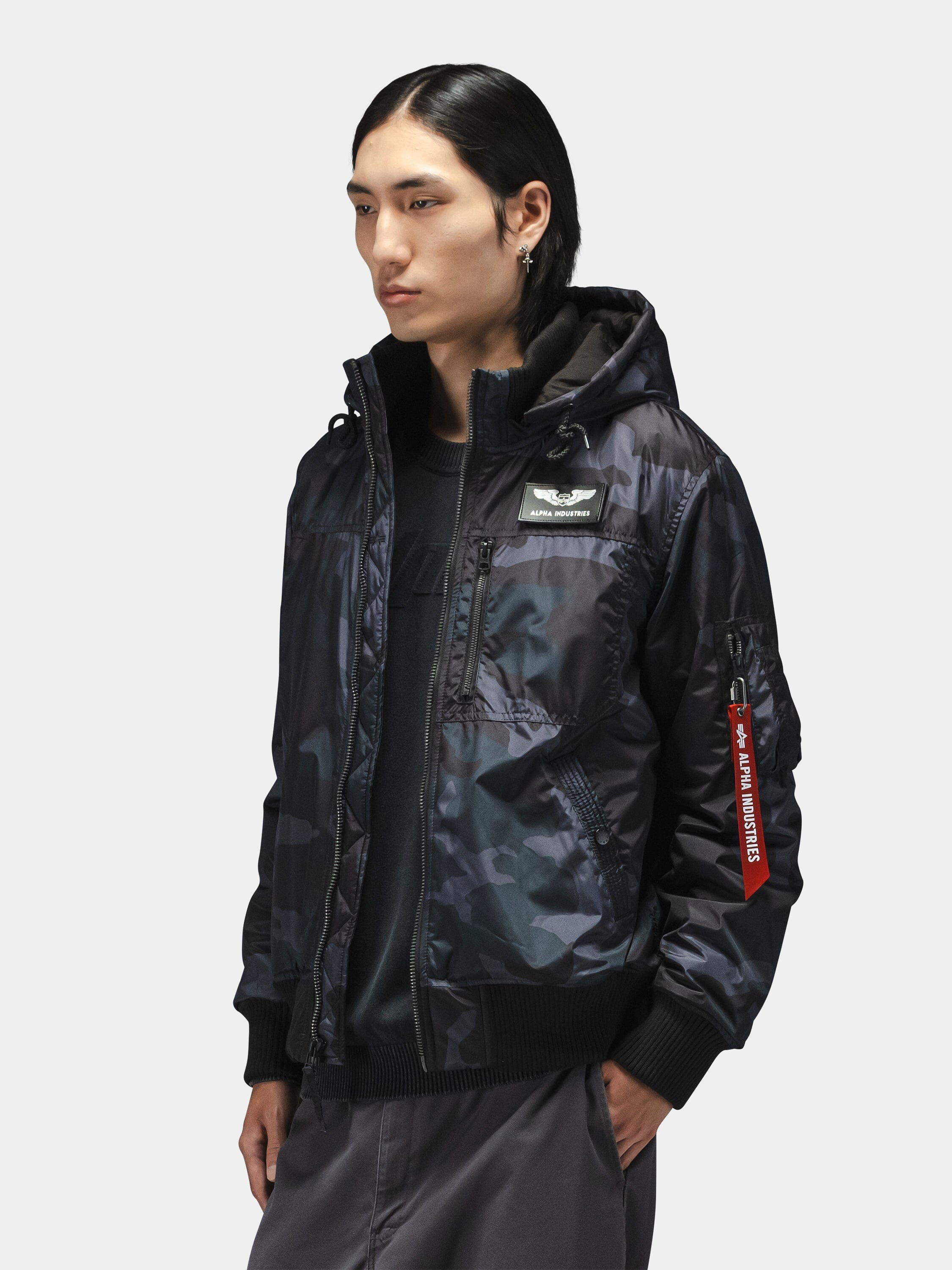 HOODED RIB FLIGHT JACKET