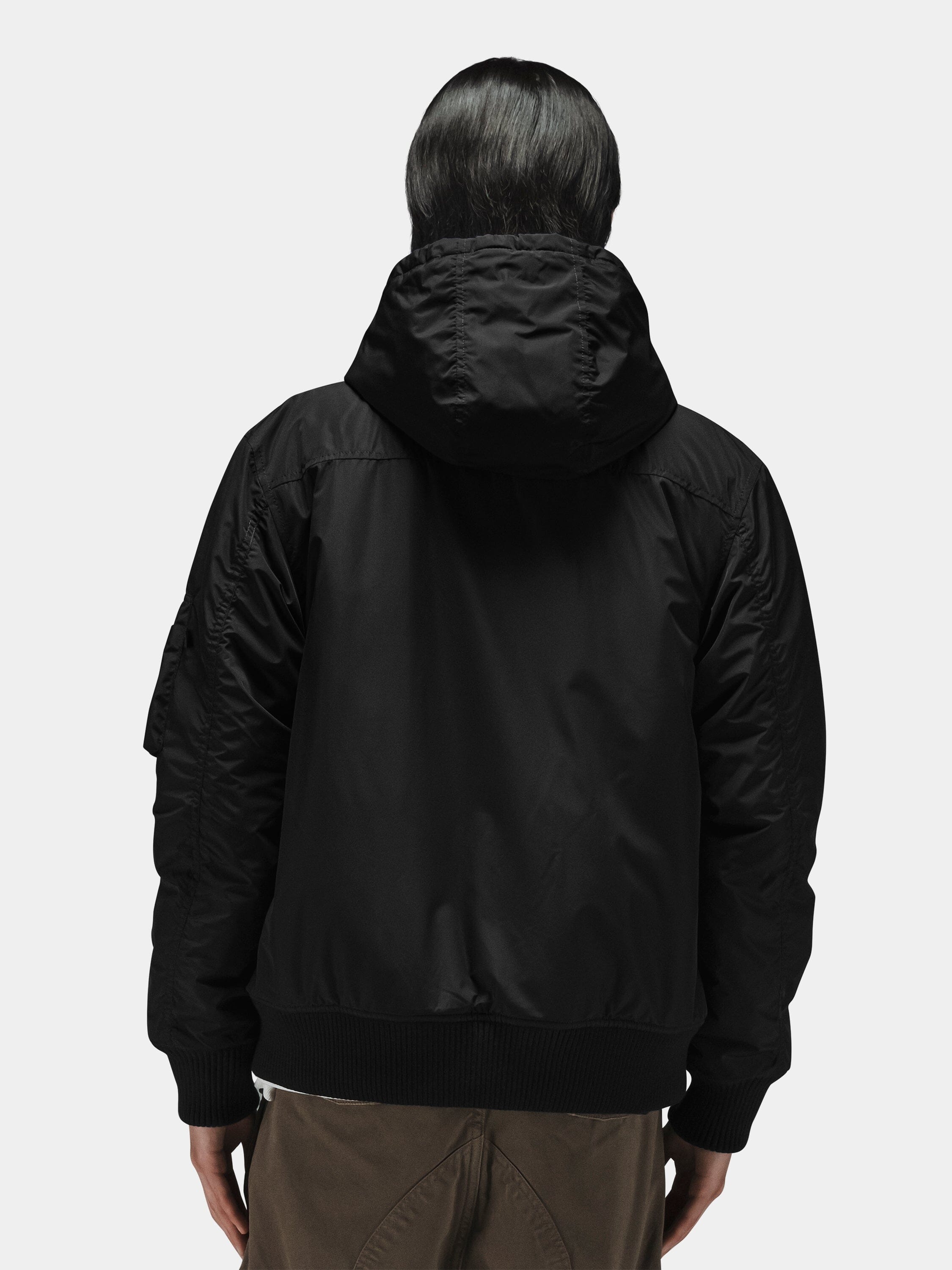 HOODED RIB FLIGHT JACKET
