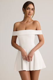 Modal Off-Shoulder A-Line Mini Dress in White