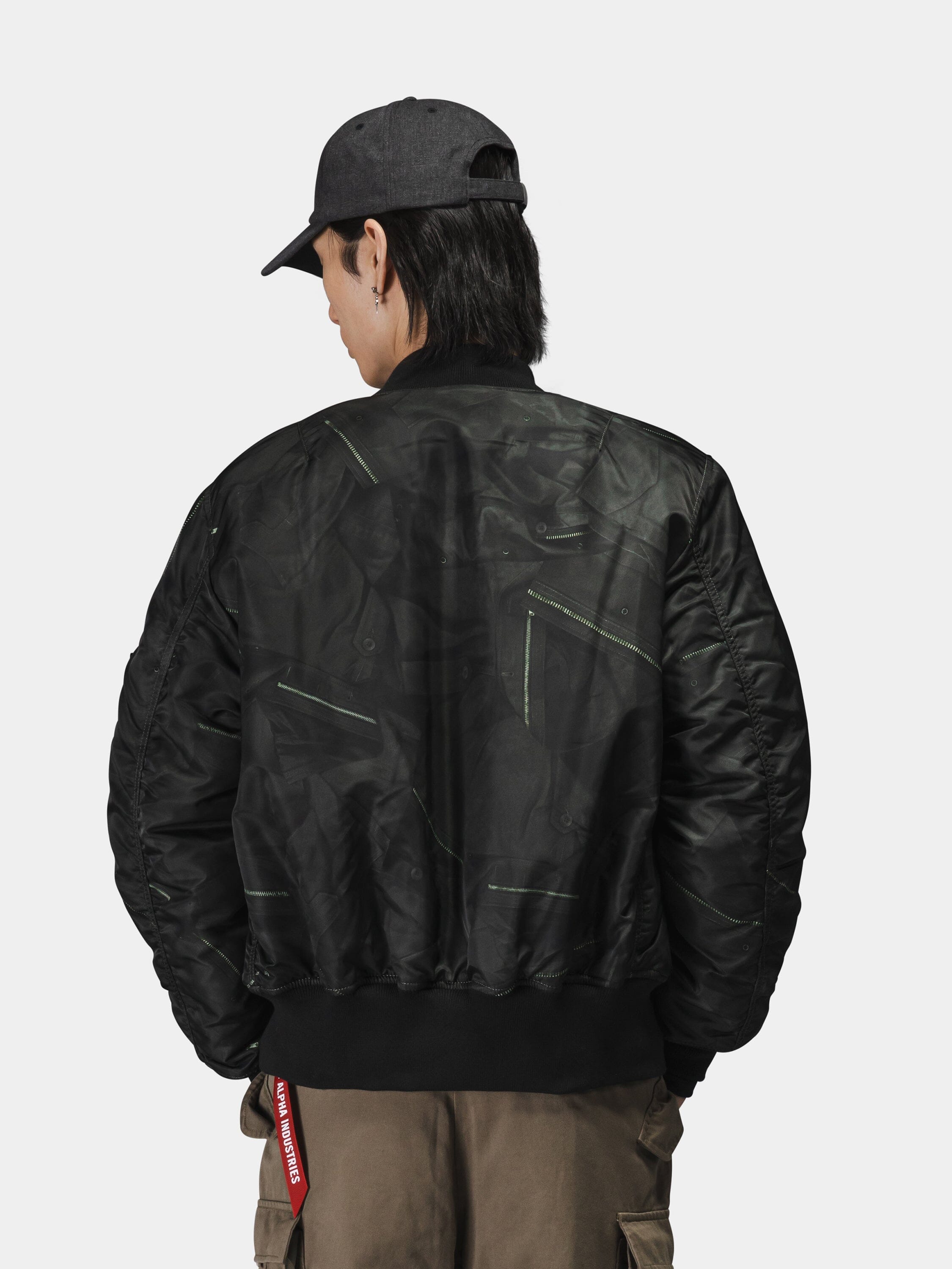 MA-1 ZIPPERED PRINT FLIGHT JACKET