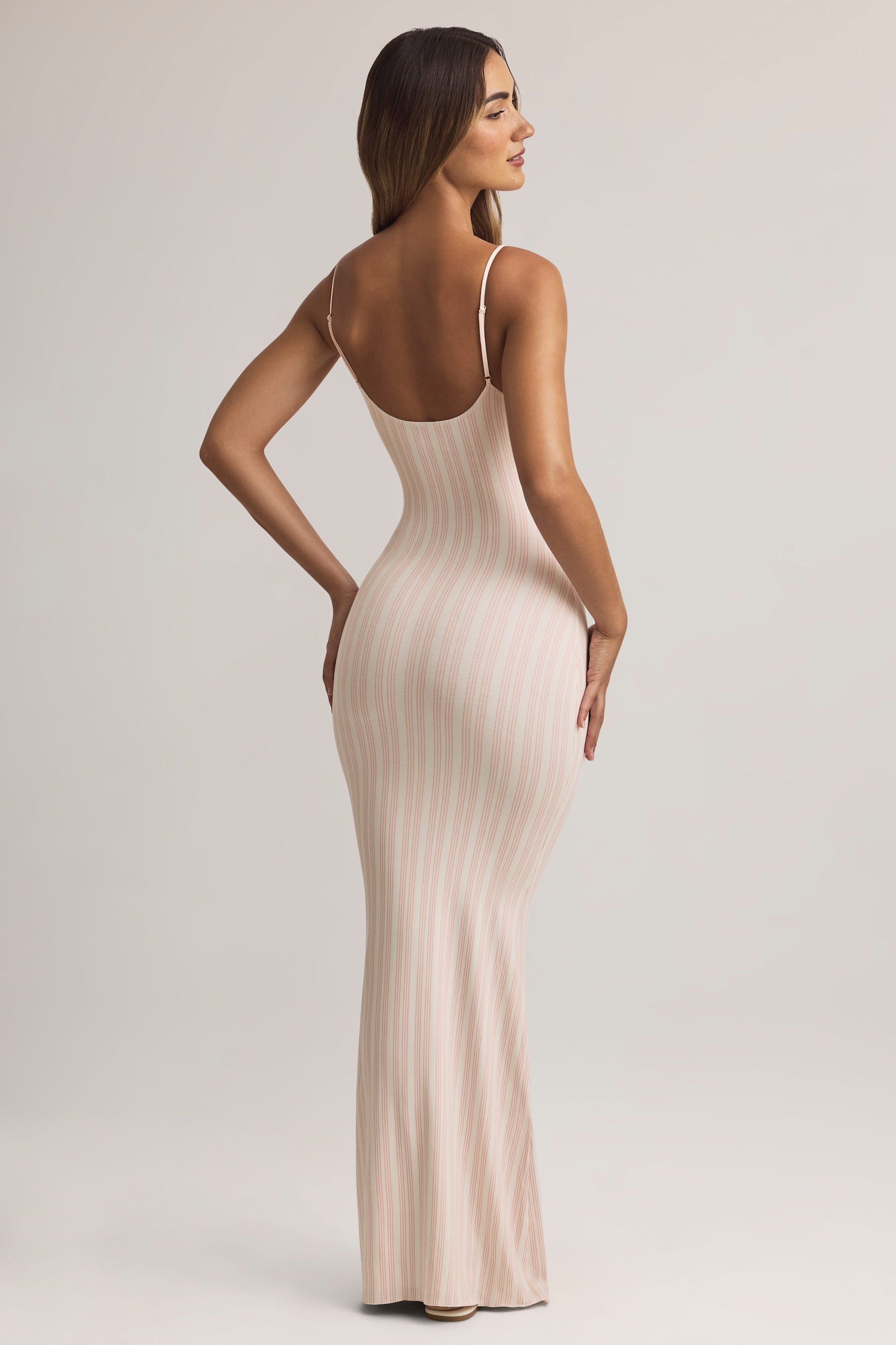 Modal Scoop-Neck Maxi Dress in Stripe Print