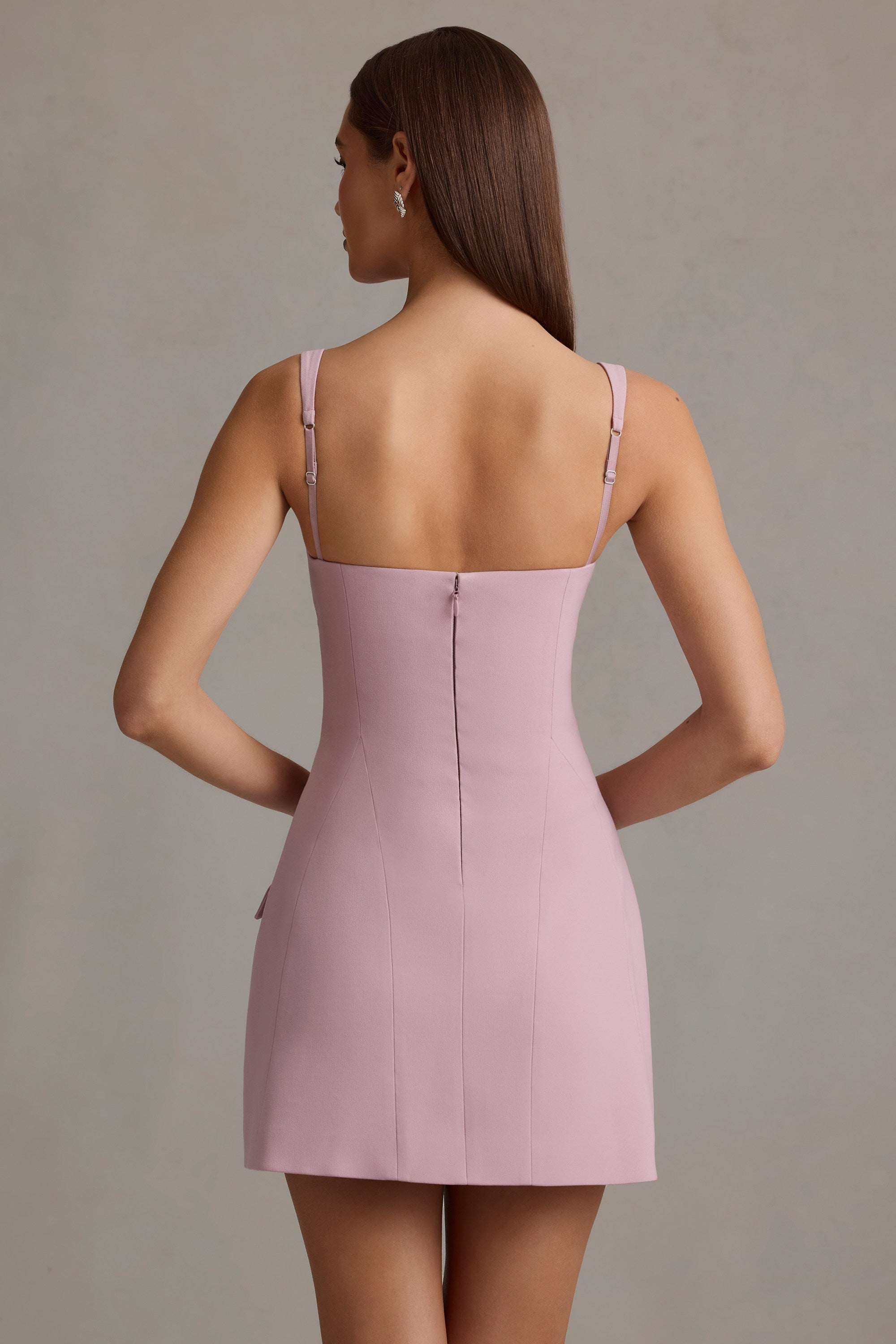 Cut-Out Structured A-Line Mini Dress in Mauve